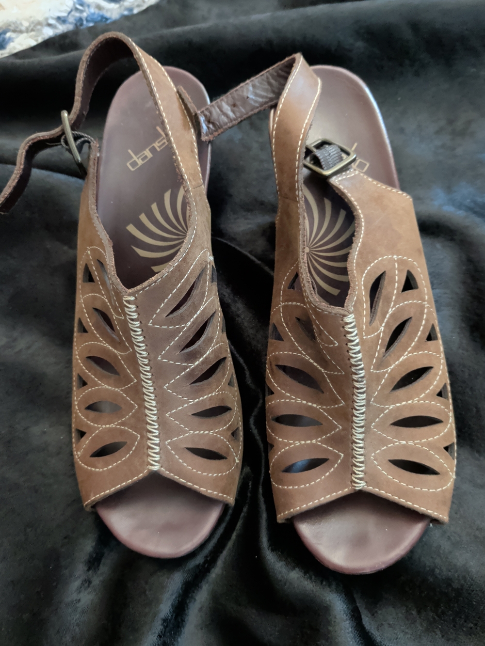 Dansko Brown Cutout Leather Slingback Sandals